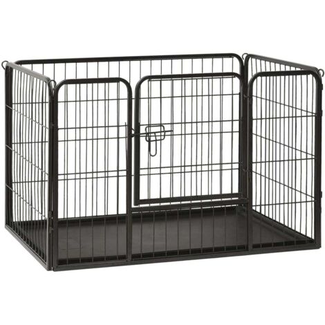 Box Cani 32 Pannelli Nero 50x100 cm Acciaio Verniciato Polvere