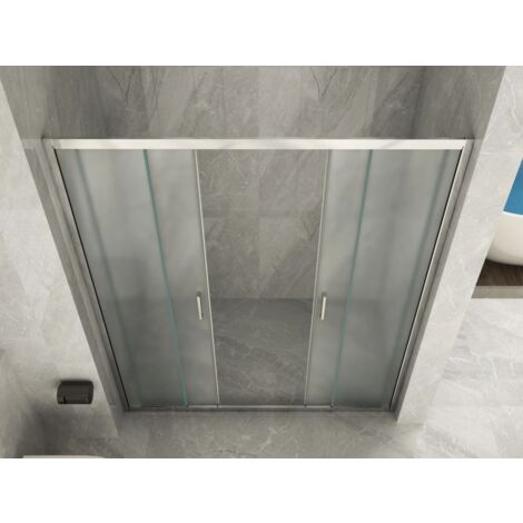 Box Porta Doccia Doppia Apertura Scorrevole Centrale Vetro Opaco Anticalcare 6MM 165 (163-166) x h190 cm
