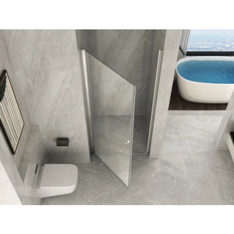 Box Porta Doccia in Vetro Trasparente Anticalcare 8MM Apertura Battente Pivot Esterno Misura: 80 (78-80) x H195 cm