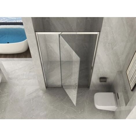Box Porta Doccia Trasparente 6MM Apertura Semi Battente Pivot Interno o Esterno 140 (137-141) x H190 cm