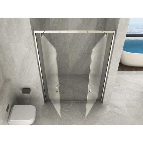 Box Porta Doccia Vetro Opaco 6MM Apertura Saloon Interno Esterno H190 120 (117-121) x H190 cm