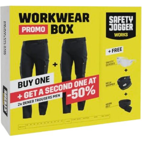 Box promotionnelle pantalons de travail Safety Jogger DENEB Noir 40