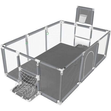 INSMA Box Recinto Recinto Box per Bambini 130x65cm con Canestro da Basket Grigio