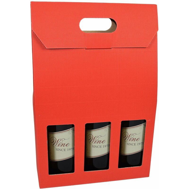 Scatola porta bottiglie rossa per confezioni regalo con onda a vista h 41 cm -3 Bottiglie