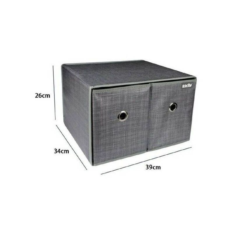 Image of Trade Shop - Box Scatola Salvaspazio Contenitore 2 Cassetti Organizer 39 x 34 x 26 Cm