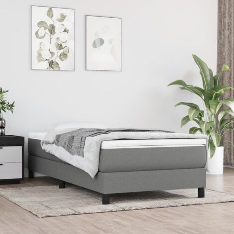 Box Spring Bed Frame Dark Grey 90x200 cm Fabric vidaXL