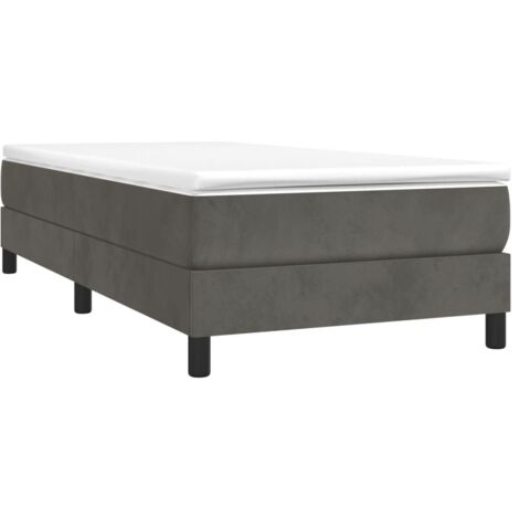 Box Spring Bed Frame Dark Grey Single Velvet (UK/IE/FI/NO only) vidaXL