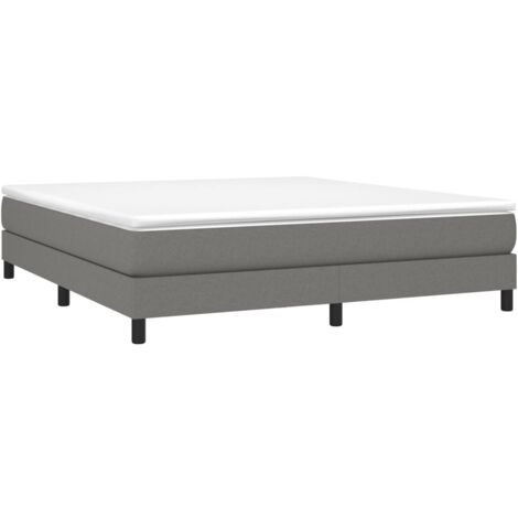 Box Spring Bed Frame Dark Grey Super King Fabric (UK/IE/FI/NO only) vidaXL