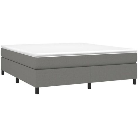 Box Spring Bed Frame Dark Grey Super King Fabric (UK/IE/FI/NO only) vidaXL