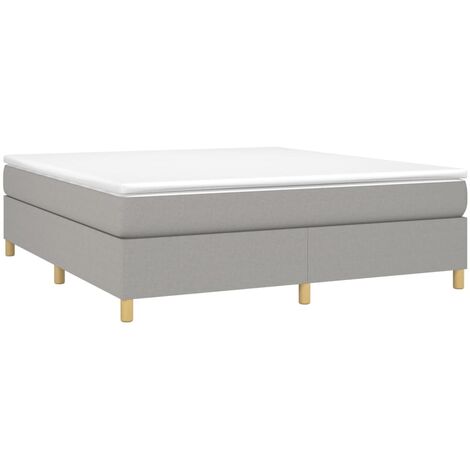 Box Spring Bed Frame Light Grey Super King Fabric (UK/IE/FI/NO only) vidaXL