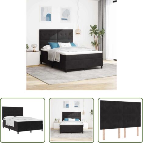 Box Spring Bed -  Letto a molle con materasso Nero 160 x 200 cm Velluto