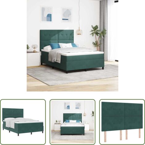 Box Spring Bed -  Letto a molle con materasso Verde Scuro 140 x 190 cm Velluto