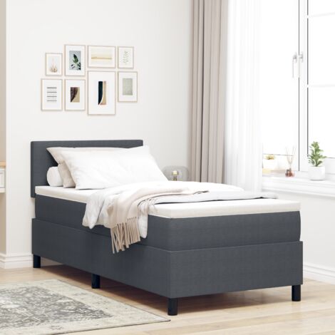 Box Spring Bed Manual Dark Grey and White 203 x 80 x 88 cm vidaXL