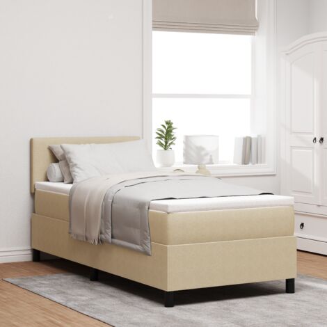 Box Spring Bed Manual Light Grey and White 203 x 80 x 88 cm vidaXL