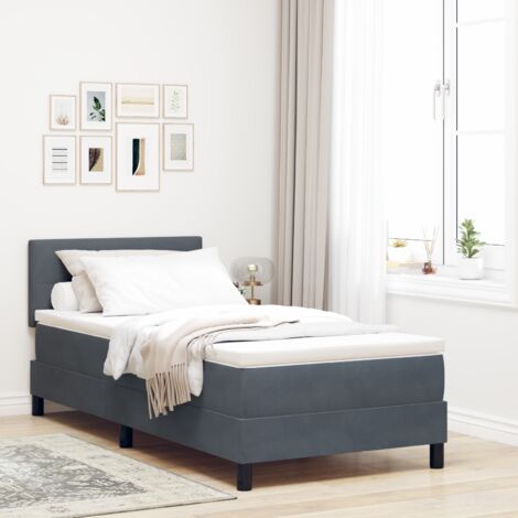 Box Spring Bed with Headboard Dark grey 90 x 190 cm Velvet vidaXL