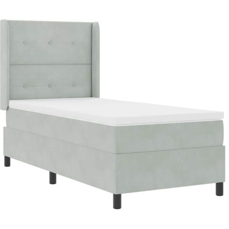 Box Spring Bed with Headboard Light grey 100 x 200 cm Velvet vidaXL