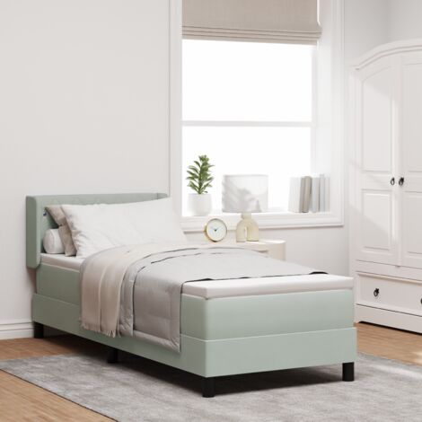 Box Spring Bed with Headboard Light Grey 200 x 80 cm Velvet vidaXL