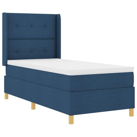 Box Spring Bed with Mattress Blue 80 x 200 cm Fabric vidaXL