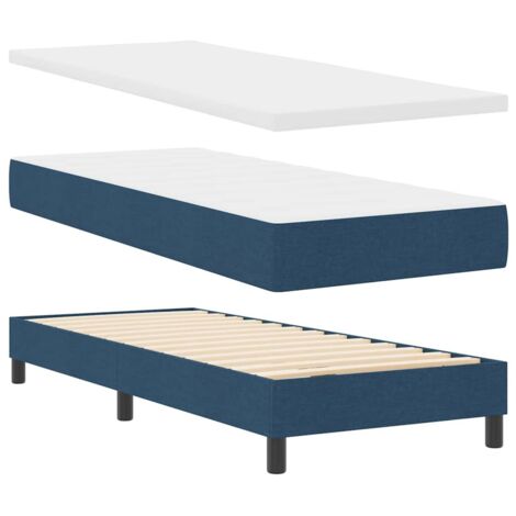 Box Spring Bed with Mattress Blue 80 x 200 cm Fabric vidaXL