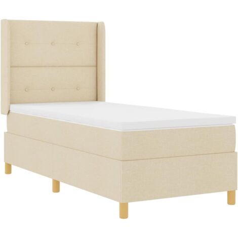 Box Spring Bed with Mattress Cream 100 x 200 cm Fabric vidaXL