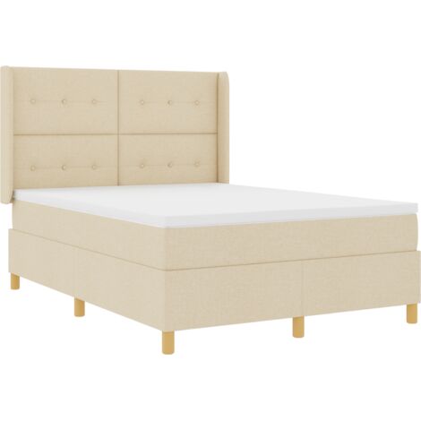Box Spring Bed with Mattress Cream 160 x 200 cm Fabric vidaXL