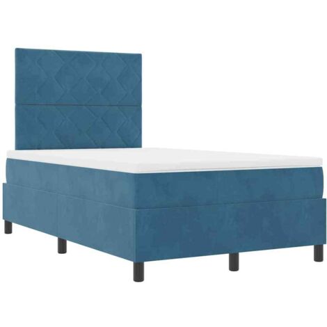 Box Spring Bed with Mattress Dark blue 120 x 190 cm Velvet vidaXL