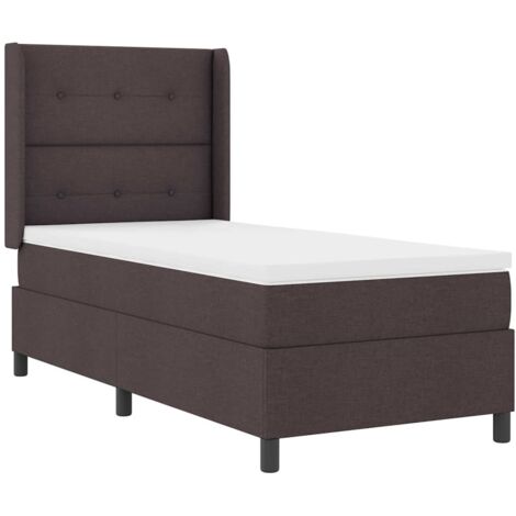 Box Spring Bed with Mattress Dark brown 90 x 190 cm Fabric vidaXL