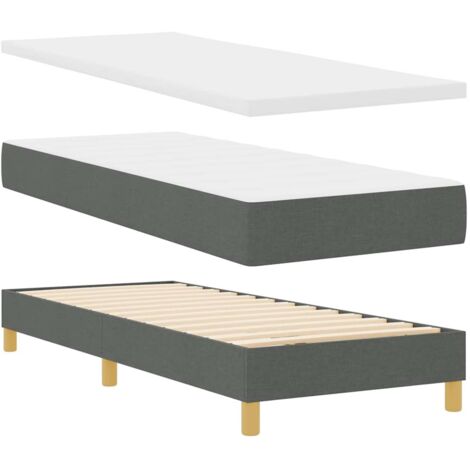 Box Spring Bed with Mattress Dark grey 80 x 200 cm Fabric vidaXL