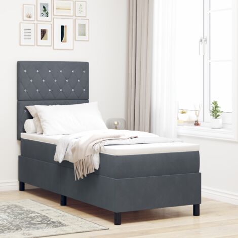 Box Spring Bed with Mattress Dark Grey 80 x 200 cm Velvet vidaXL