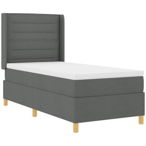 Box Spring Bed with Mattress Dark Grey 90 x 190 cm Fabric vidaXL
