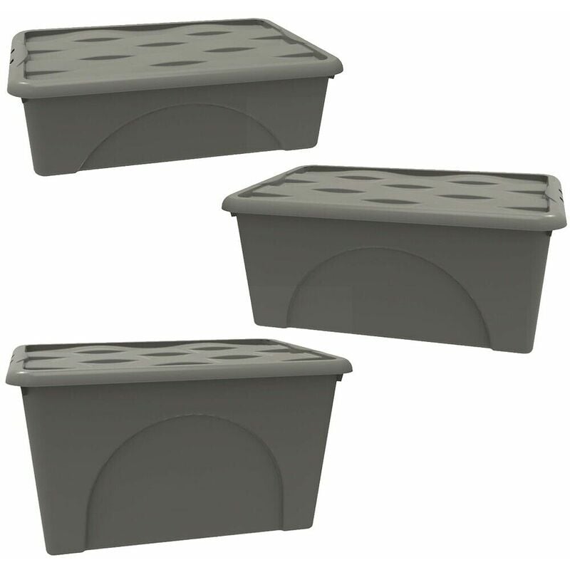 Image of Box storage con ruote e coperchio salvaspazio per armadio casa cambio stagione scatola contenitore cesto biancheria indumenti - misura: Tris box