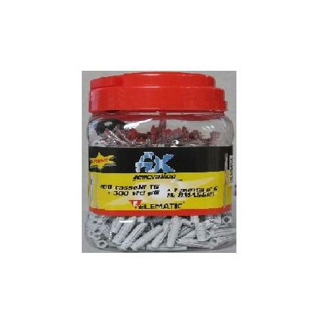 Box t6 scatola 300 tasselli tassello 6 mm  6x30 con vite elematic barattolo