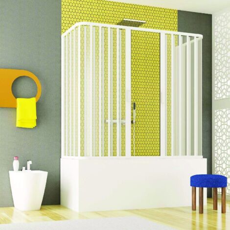 Box vasca 70x170x70 cm a soffietto in PVC bianco con chiusura calamitata ad angolo Teti