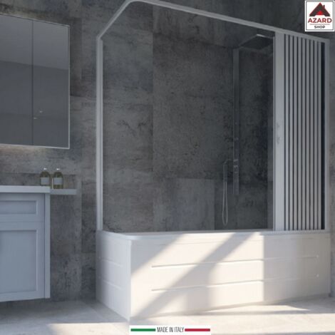 Box vasca angolare con apertura laterale scorrevole in