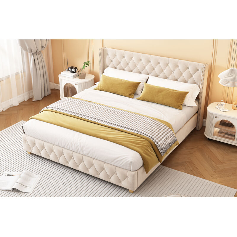 Mivray Boxbett 140x200 Cm Mit Mdf-gestell Und Integriertem Stauraum