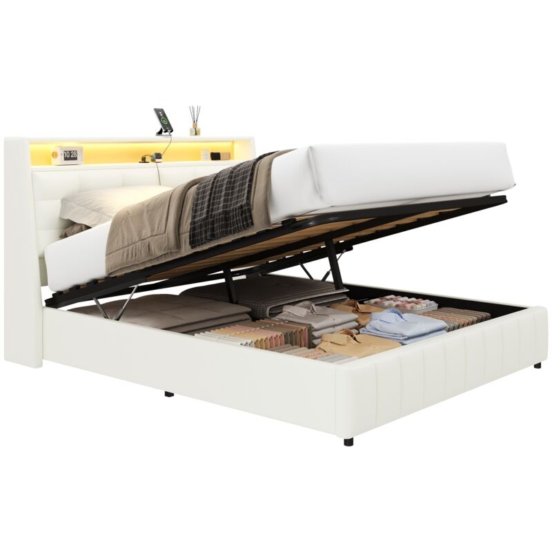 Mivray Boxbett 160x200 Cm Mit Stauraum Unter Dem Lattenrost, Weiß