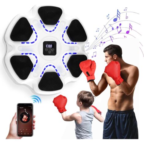 Boxeo musical infantil, recargable por Bluetooth, con 3 niveles de velocidad, guantes y luces LED.