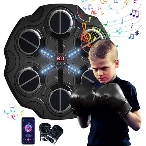Boxeo musical, transductor, guantes de boxeo, 3 lámparas LED, Bluetooth, música inteligente de peleas, boxeo infantil y de adultos, seis tops