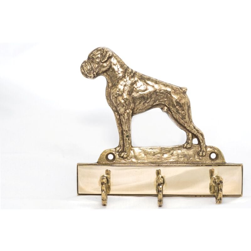 Image of Boxer, Boxer I - portachiavi con cane, supporto in ottone per accessori per cani, elegante decorazione per il corridoio di Art-Dog
