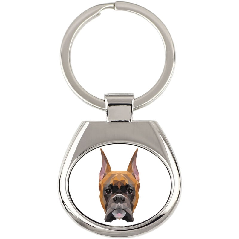 Image of Boxer, Boxer I - portachiavi geometrico con foto e scritta Art-Dog