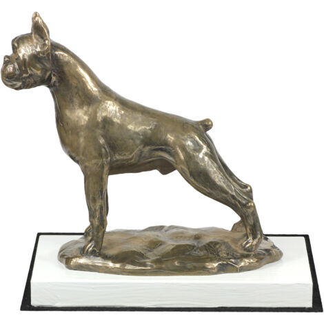 Boxer, Boxer I - statuetta di cane, figurina su base bianca, trofeo per mostra canina di Art-Dog