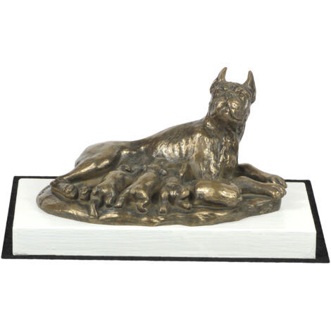 Boxer, Boxer II - estatuilla de perro, figura sobre una base blanca, trofeo para una exposición de perros de Art-Dog