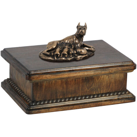 Boxer, Boxer II - une urne pour les cendres de chien, une urne classique avec une statuette, une urne élégante avec un chien d'Art-Dog