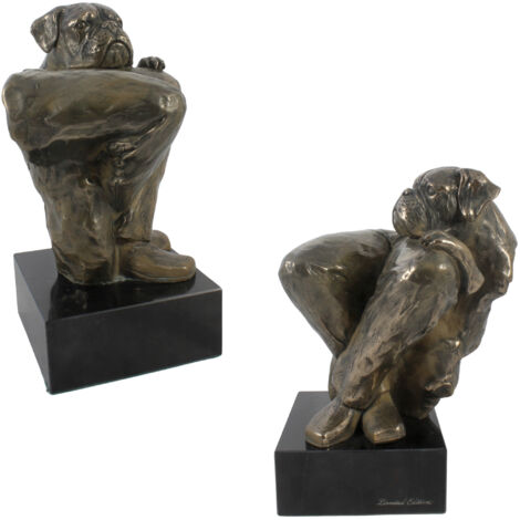 Boxer, Boxer III - eine Hundestatuette, Büste auf Steinsockel, Skulptur, Trophäe für eine Hundeausstellung von Art-Dog