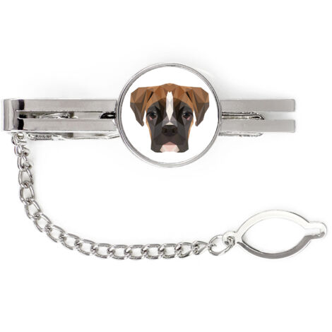 Boxer, Boxer III - fermacravatta geometrico con foto e scritta Art-Dog