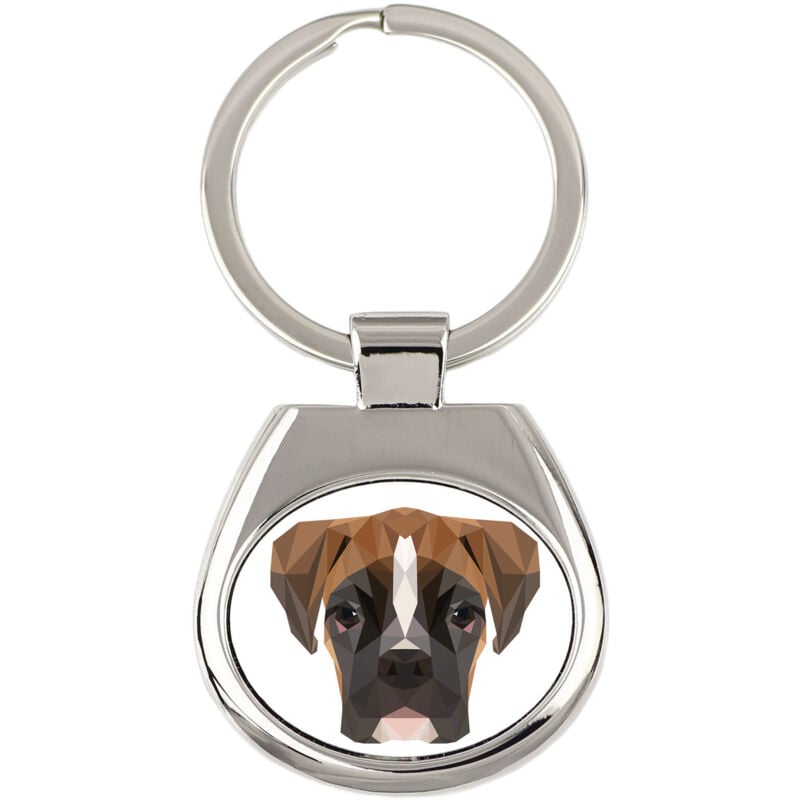 Image of Boxer, Boxer III - portachiavi geometrico con foto e scritta Art-Dog