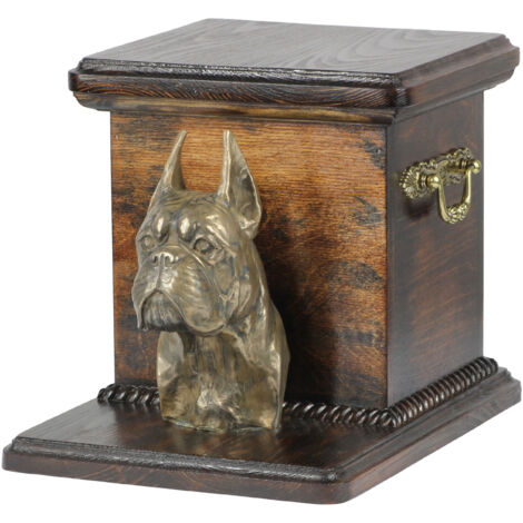 Boxer, Boxer - una urna para cenizas de perro con una estatuilla, una elegante urna para un perro, una urna única con un busto de perro de Art-Dog