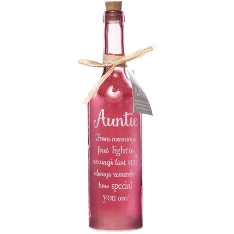 Boxer Gifts Bottiglia Luminosa in Vetro con Luce a LED, Ideale, Etichetta Regalo, Rosa, Regular