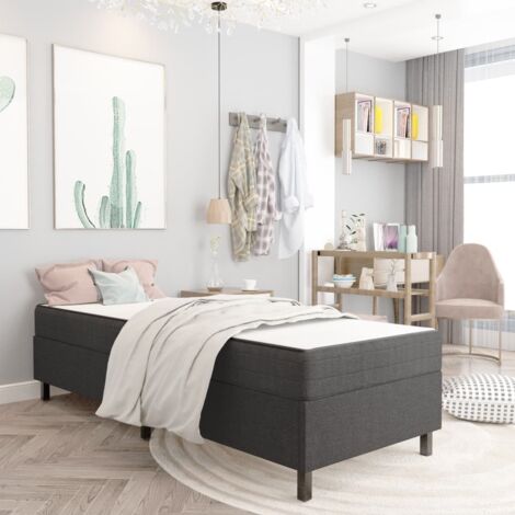 Boxspring-Bettgestell Grau Stoff 100x200 cm vidaXL