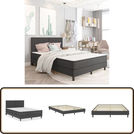 Boxspring-Bettgestell Grau Stoff 160x200 cm - Boxspringbett - Bettrahmen - Doppelbett - Grau - Stoffbettwäsche